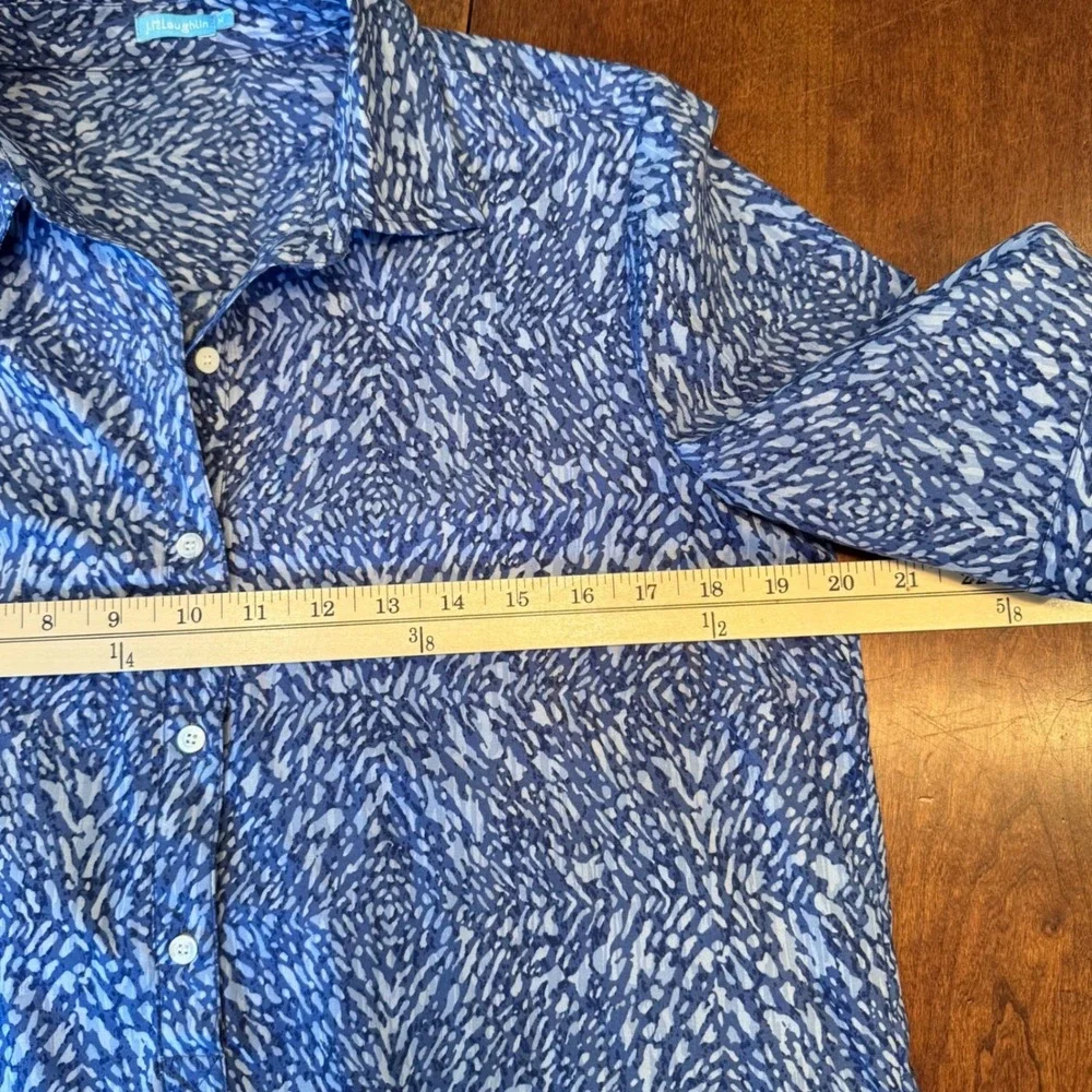 J.McLaughlin‎ Shirt Dress Womens M Blue White Excellent Cotton Stretch Abstract